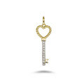 wholesale 9K gold plated metal fashion and versatile pendant with Moissanite heart key necklace for women-0-4