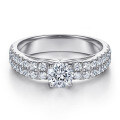 wholesale S925 Silver Hot-selling in Europe and America, Fashionable and Fade-resistant Double Row Diamond Ring, Simulated Diamond Silver Jewelry Wholesale from Manufacturers-0-0