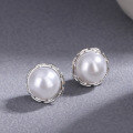 wholesale Metal Round Pearl Stud Earrings for Women, Fashionable and Versatile, Elegant and Sophisticated-0-1