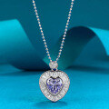 wholesale S925 Silver New Heart Iced Cut Lavender Purple 8*8mm Pendant Necklace Live Streaming Hot Seller for Dropshipping-0-0