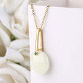 wholesale 925 Silver Gold-Plated, Dainty and Elegant Choker Necklace with Certificate, Circular Hetian Jade Pendant in a Minimalist and Light Luxury Style-0-5