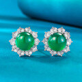 wholesale 925 Sterling Silver Live New Arrival 80mm Cabochon Green Chrysoprase Earrings Luxury Women's Style Exquisite Classic Earrings for Dropshipping-0-0