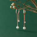wholesale S925 Sterling Silver Nalan Ear Clip Korean Style Shell Pearl Synthetic Pearl Elegant Chain Fresh Ear Jewelry G9276-0-2