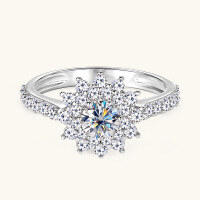 wholesale Wholesale of Trendy Women's Jewelry in Metal Material: Cross-Border Hot-Selling Snowflake Moissanite-Inspired Ring, Light Luxury Ins-Style Zirconia Statement Ring-Gold-Snowflake Diamond Ring 0.47 carats>6 US