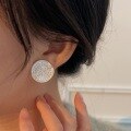 wholesale S925 Sterling Silver Geometric Disk Earrings with Stone Inlays for Women, Small Batch Fashion Design Earrings-0-2