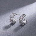 wholesale 925 Sterling Silver Pink Zircon Geometric Earrings for Women, New Trendy Small Design Sense Folded Earrings-0-1