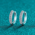 S925 Sterling Silver Full Moissanite Earrings, Women's Fashion Versatile Simple Daily Commute Elegant Ear Jewelry-0-4