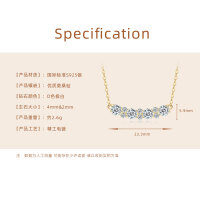 S925 Sterling Silver Moissanite Women's Eternal Necklace, Fashionable and Versatile-Full Diamond Smile Necklace [K Gold]  925 Silver