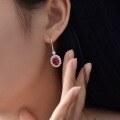 wholesale 925 Silver Cultured Ruby/Sapphire 2ct Oval 7*9 Earrings, European and American Luxury Style, Shipei Jewelry New Collection-0-3