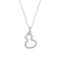 S925 Sterling Silver Luxe Hollow Fulu Gourd Pendant Necklace with Inlaid Crystals-0-3