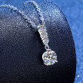 S925 Silver Full-Inlaid Moissanite Minimalist Pendant Necklace for Women Wholesale-0-0