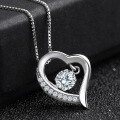 wholesale S925 Sterling Silver Source Factory New Simple and Elegant Zircon Heart-Shaped Pendant Necklace for Women Wholesale-0-2