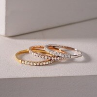 wholesale S925 Sterling Silver New Small Stackable Ring for Women Wedding Band Ins Internet Celebrity Simple Minimalist Style-R006 White Half Circle No.7