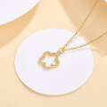wholesale S925 Sterling Silver Flower Necklace Five-Leaf Clover Fresh Sweet Gentle Elegant Luxury Design Pendant Collarbone Chain Gift-0-2