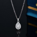 S925 Sterling Silver Cross Pendant Moissanite Teardrop Pendant Necklace-0-2