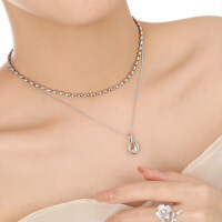 wholesale S925 Sterling Silver Geometric Ellipse Hollow-Out Irregular Necklace for Women, Small Batch Original and Unique High-End Silver Jewelry Wholesale-Platinum 925 silver