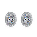 wholesale PT950 gold plated 925 sterling silver oval moissanite stud earrings for women, fully paved with diamonds, wholesale from manufacturer-0-4