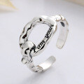 wholesale S925 Sterling Silver Korean Style Geometric Square Hollow-Out Irregular Hip-Hop Open Ring in Ins Style-0-0
