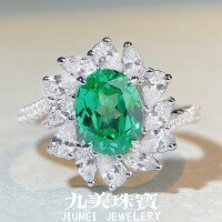 wholesale S925 Sterling Silver Women's Paraiba Ring Full of Cross-Border Zirconia Stones, Exaggerated European and American Style High-Carbon Diamond Ring-Blue Diamond-CBJZ249>No. 6