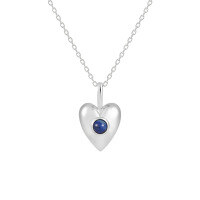 wholesale S925 Sterling Silver Lapis Lazuli Heart Necklace for Women, European and American Style, Small and Unique, Ins High-End Feel, Black Onyx Silver Jewelry-Platinum [Natural Lapis Lazuli] &gt; 925 Silver