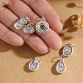 wholesale 999 Sterling Silver Pendant Thai Silver Pendant DIY Pure Silver Accessories Crystal Bracelet Making Vintage Peace Buckle Silver Jewelry Materials-0-3