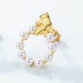 wholesale new stylish cute bear pearl earrings, S925 sterling silver, Korean and Japanese style, niche wholesale jewelry-0-3