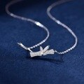 wholesale S925 Sterling Silver Micro-Paved Bamboo Knot "You Are Enough" Necklace for Women, Light Luxury Elegant Temperament Chinese Style Collarbone Chain-0-2