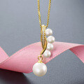 wholesale S925 Sterling Silver Pearl Pendant Necklace for Women, Korean Style Simple and Fashionable Unique Niche Design Collarbone Chain Christmas Gift-0-1
