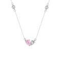 wholesale S925 Sterling Silver Pink Diamond and White Diamond Hearts Together Necklace, Fashionable Sweet Design High-End Sense Collarbone Chain Jewelry-0-4