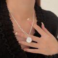 wholesale S925 Sterling Silver Queen Round Pendant Link Necklace, Spring and Summer New Arrival, Versatile High-End Sense Sweater Chain-0-4