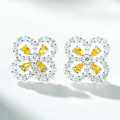 S925 Silver Zirconia Four-Leaf Clover Stud Earrings, High-Carbon Diamond, Ins Style-0-2