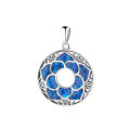 wholesale S990 Pure Silver Drip Glue Fine Craft Blue Lotus Pendant, Retro Ethnic Style Totem Ruyi for DIY Free Matching-0-5