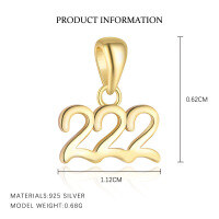 wholesale S925 Sterling Silver Women's Lucky Number Necklace, Fashionable And Versatile Pendant, Trendy Delicate Cross-border Choker-2-Yellow Gold/Single Pendant 925 Silver
