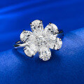 wholesale 925 Silver New 4*6 Petal White Diamond Ring, Light Luxury Minimalist European and American Style, Ins Fashion Versatile-0-1