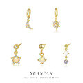 wholesale S925 Sterling Silver Earrings with Star, Moon, Opal, and Ear Hoop Design for Women-0-0