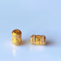 wholesale S925 Gold-Plated Small Waist Spacer Beads DIY Bracelet Necklace Accessories Road-Road Through Large Hole Six-Character Barrel Beads-One six-syllable mantra