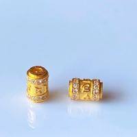 wholesale S925 Gold-Plated Small Waist Spacer Beads DIY Bracelet Necklace Accessories Road-Road Through Large Hole Six-Character Barrel Beads-One six-syllable mantra
