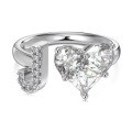 wholesale S925 Sterling Silver European and American Cross-Border Women's Ring with Personalized Letters, Heart, Zircon Inlaid, Adjustable Opening Silver Jewelry for Women-0-15