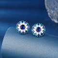 wholesale S925 sterling silver earrings with high-carbon diamond imitation blue sapphire zircon stud earrings for live cross-border wholesale-0-0