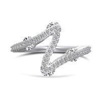 wholesale S925 Sterling Silver French Viral Ring for Women, Small and Exquisite, Light Luxury, Flexible Spinning Ring with Oval and Heart-shaped Zircon-Platinum DY121129-SW-WH 8