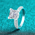 S925 Sterling Silver Moissanite Square Ring for Women-0-0