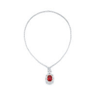 wholesale 925 Silver Gold-Plated Necklace with High-Carbon Diamond and GRC Lab-Grown Ruby, Exquisite and Versatile Women's Necklace for Banquets and Advanced Jewelry-GRC-cultivated ruby single pendant without chain