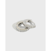 wholesale S925 Sterling Silver EB768 Korean Style Minimalist Mini Micro-Paved Zircon Ear Studs Earrings for Women Students-Platinum 925 silver