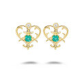 wholesale 18K gold jewelry wholesale, fashionable and trendy, niche and versatile, lightweight luxury style hollow-out emerald full-cut diamond earrings-0-5
