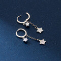 wholesale S925 Sterling Silver Flash Diamond Star Tassel Ear Clips Korean Version Sweet and Personalized Elegant Women's Ear Jewelry M01995-0-4
