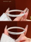 wholesale 999 Sterling Silver Antique Sand Enamel Floral Bamboo Bangle, New Retro Style Mother's Bracelet Gift-0-6