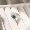 wholesale S925 Silver Lab-Grown Sugarloaf Emerald 8*8mm with Diamond Halo, Fashionable and Popular Ring-0-0