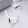 wholesale S925 Sterling Silver Korean Style Ins Minimalist Personalized Three-Dimensional Smile Simple Line Open Adjustable Ring Unisex-0-0