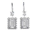 wholesale 925 Sterling Silver Ear Hooks for Women, Luxuriously Set with 8*11mm Rectangular Asscher Cut High Carbon Diamond Earrings-0-4