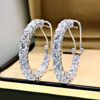 wholesale S925 Sterling Silver with 40 High Carbon Diamond New Simple and Versatile Ear Clasp Women's Jewelry by Zhuozhifan-White 925 silver